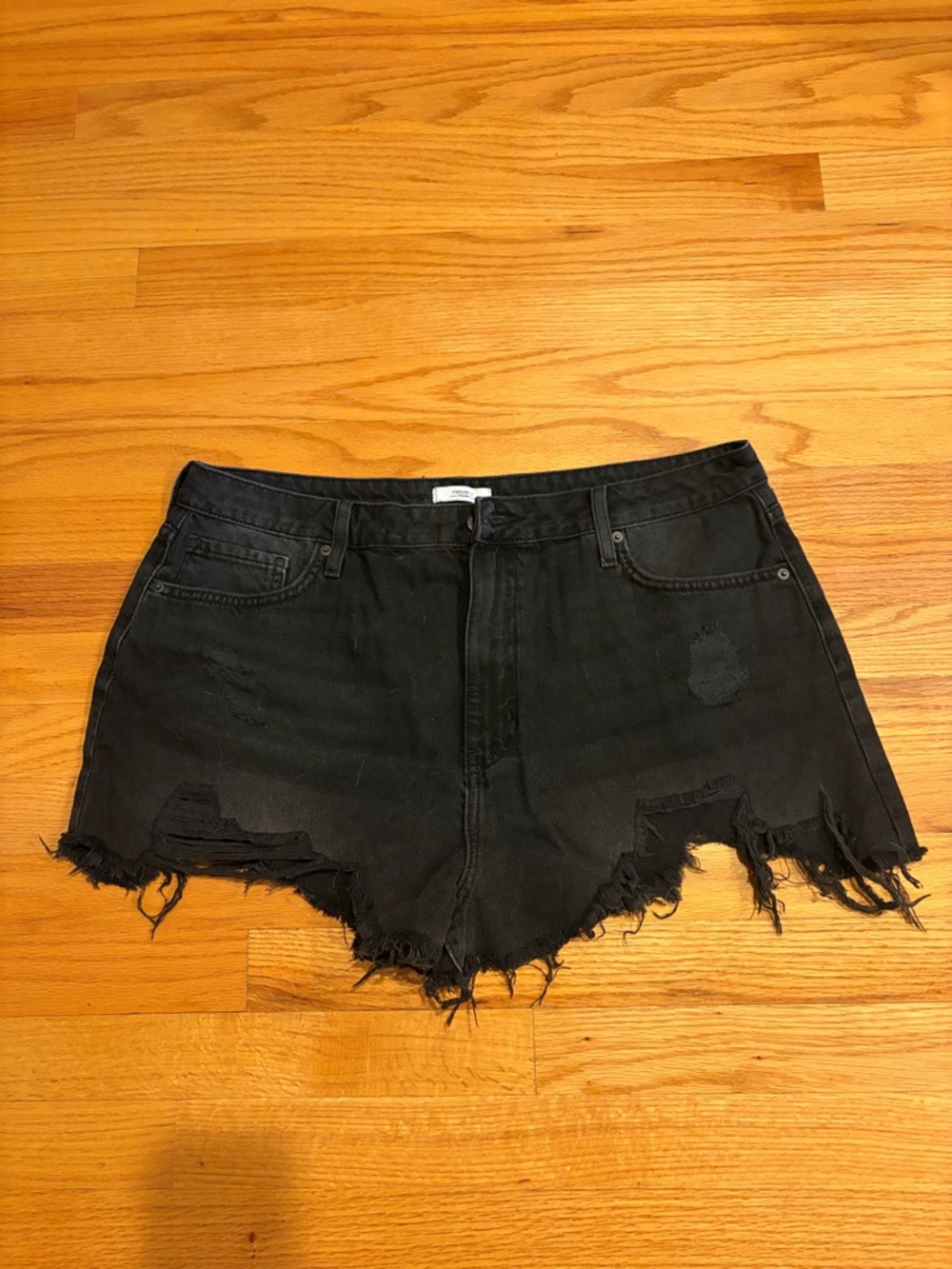 Forever 21 Black Distressed Denim Cutoff Shorts